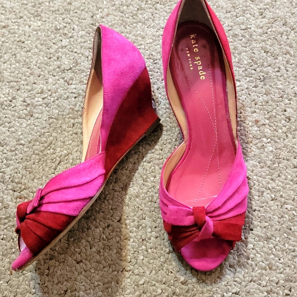 💋Suede Red & Pink Wedges